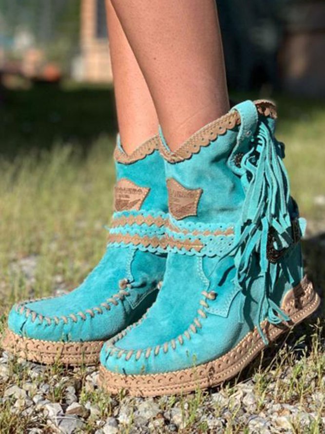 AS | Boho westernové boty s třásněmi