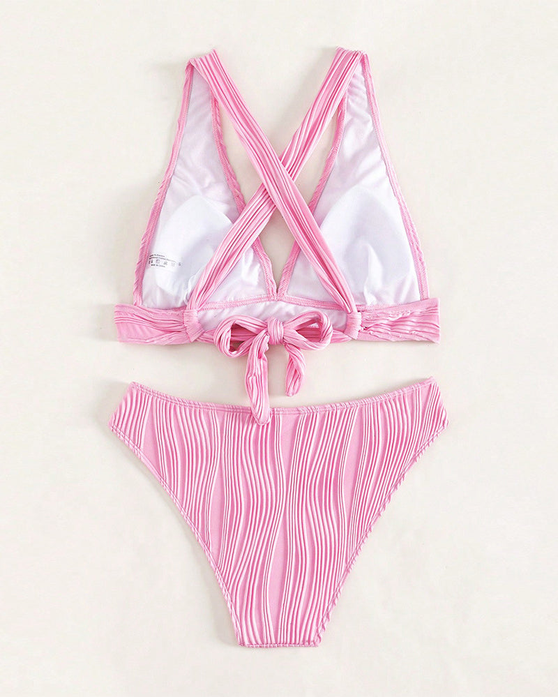 AS | Jednobarevné sexy bikiny s hlubokým výstřihem do V
