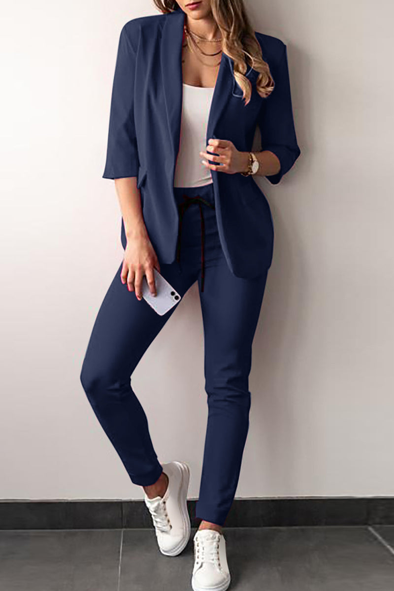 AS | Casual Solid Frenulum Turn-back Collar Tříčtvrteční dvoudílné plavky