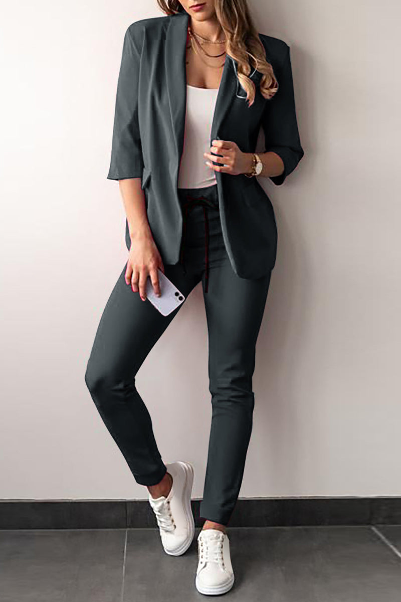 AS | Casual Solid Frenulum Turn-back Collar Tříčtvrteční dvoudílné plavky