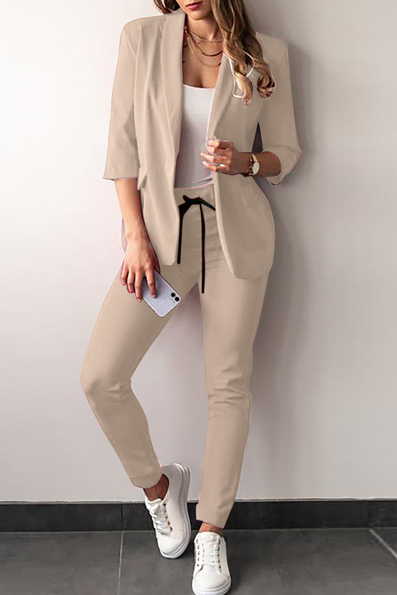 AS | Casual Solid Frenulum Turn-back Collar Tříčtvrteční dvoudílné plavky