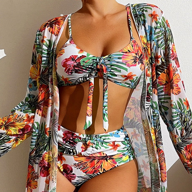 AS | 3-dílné květinové bikiny s přehozem