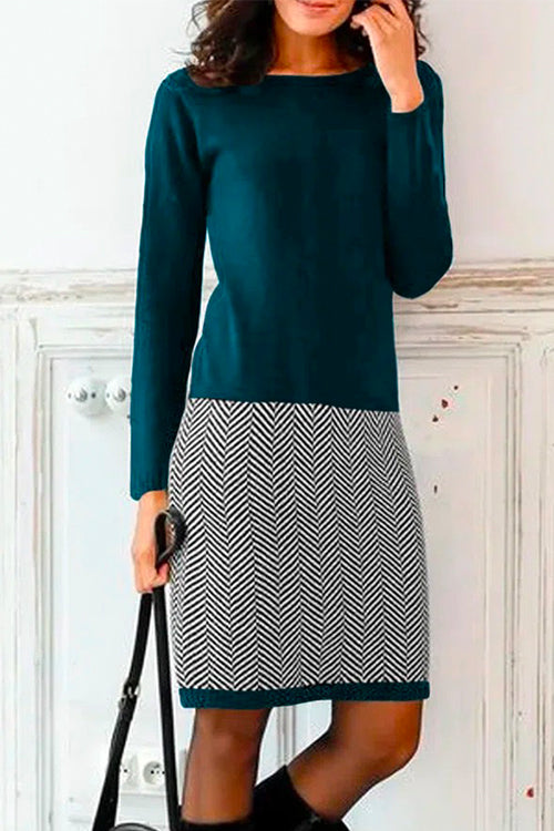 AS | Elegantní dvoubarevné pletené mini šaty