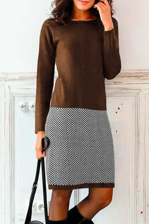 AS | Elegantní dvoubarevné pletené mini šaty