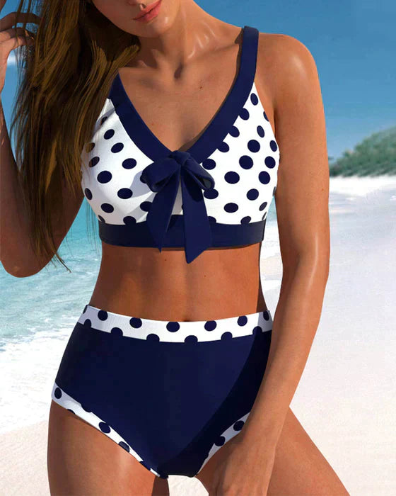 AS | Patchwork Polka Dot Bikiny s vysokým pasem