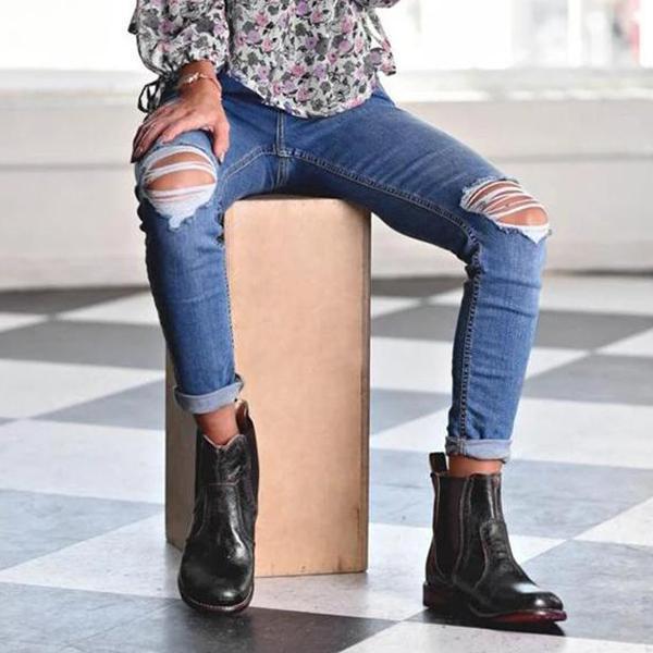 AS | Dámské kotníkové boty z kůže ve vintage stylu