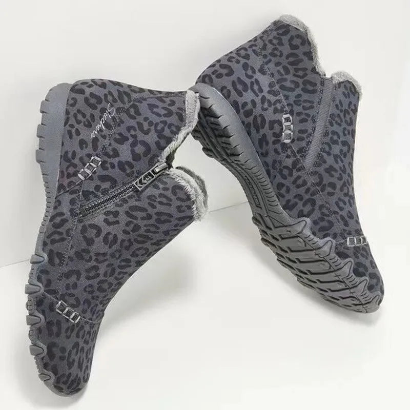 AS | Kotníkové boty s leopardím vzorem a podšívkou z umělé kožešiny