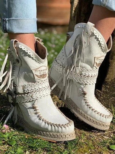 AS | Boho westernové boty s třásněmi