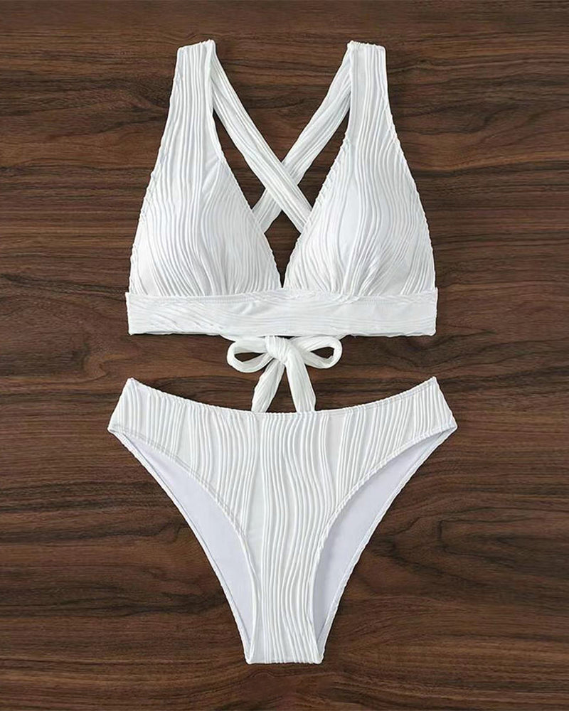 AS | Jednobarevné sexy bikiny s hlubokým výstřihem do V
