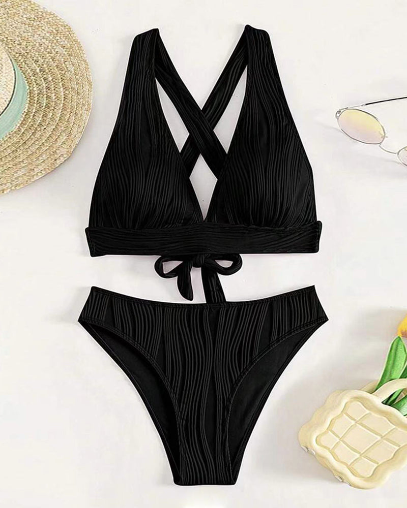 AS | Jednobarevné sexy bikiny s hlubokým výstřihem do V