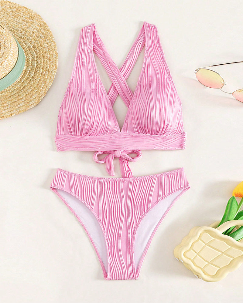 AS | Jednobarevné sexy bikiny s hlubokým výstřihem do V