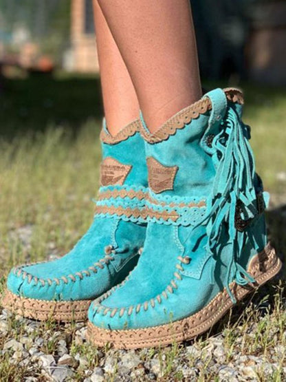 AS | Boho westernové boty s třásněmi
