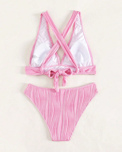 AS | Jednobarevné sexy bikiny s hlubokým výstřihem do V