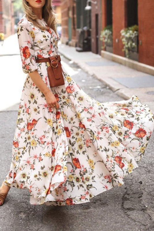 AS | Módní elegantní tisk patchwork O krku A Line šaty