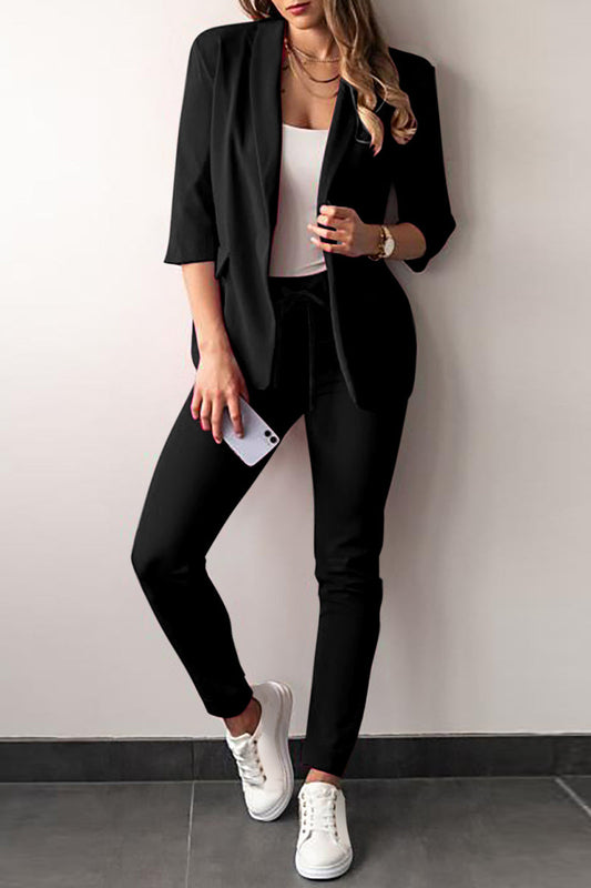 AS | Casual Solid Frenulum Turn-back Collar Tříčtvrteční dvoudílné plavky