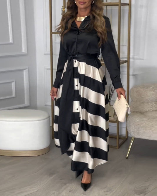 AS | Elegantní pruhované maxi šaty