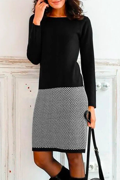AS | Elegantní dvoubarevné pletené mini šaty