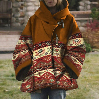 AS | Boho kabát s kmenovým vzorem a kapucí