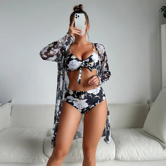 AS | Elegantní letní bikiny s vysokým pasem a květinovým vzorem