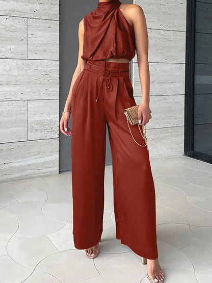 AS | Crop top s výstřihem a širokými nohavicemi