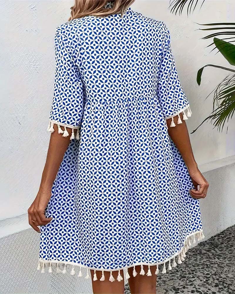 AS | Tania - Drsné modré mini šaty s krátkým rukávem