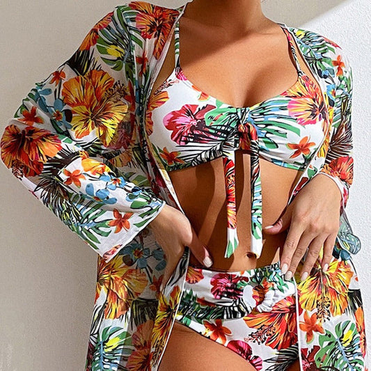 AS | 3-dílné květinové bikiny s přehozem
