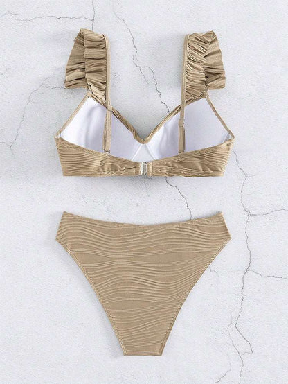 AS | Dámské jednobarevné bikiny s volánky ve 2 barvách S-XL
