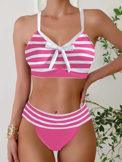 AS | Sexy bikiny s pruhovaným potiskem a uzlem do V