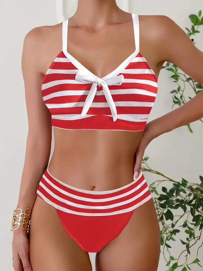 AS | Sexy bikiny s pruhovaným potiskem a uzlem do V