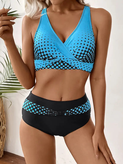 AS | Módní a elegantní bikiny s náhodným potiskem a výstřihem do V