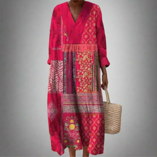 AS | Dlouhé midi šaty v boho patchworku