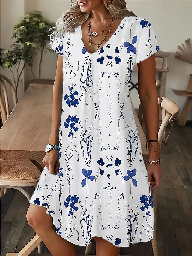 AS | Dámské ležérní volné přiléhavé šaty s krátkým rukávem Tričko styl Mini šaty Letní ležérní volné šaty Vestidos