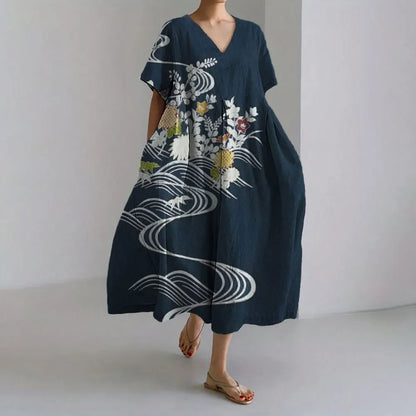 AS | Plus velikost volné letní šaty s kapsou a O-Neck Elegantní letní Maxi šaty