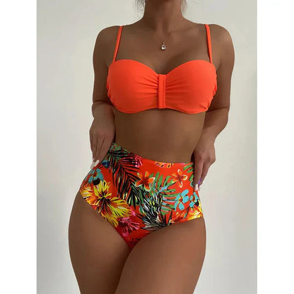 AS | Elegantní bikiny s vysokým pasem a květinovým vzorem