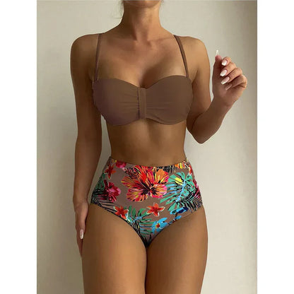 AS | Elegantní bikiny s vysokým pasem a květinovým vzorem
