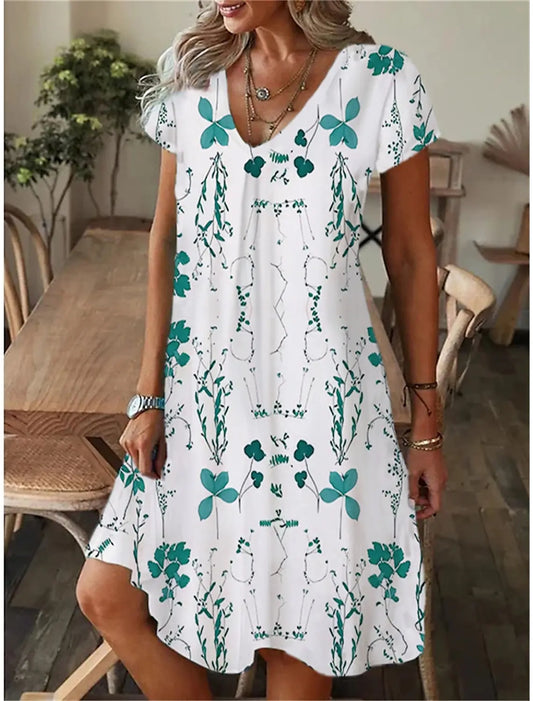 AS | Dámské ležérní volné přiléhavé šaty s krátkým rukávem Tričko styl Mini šaty Letní ležérní volné šaty Vestidos
