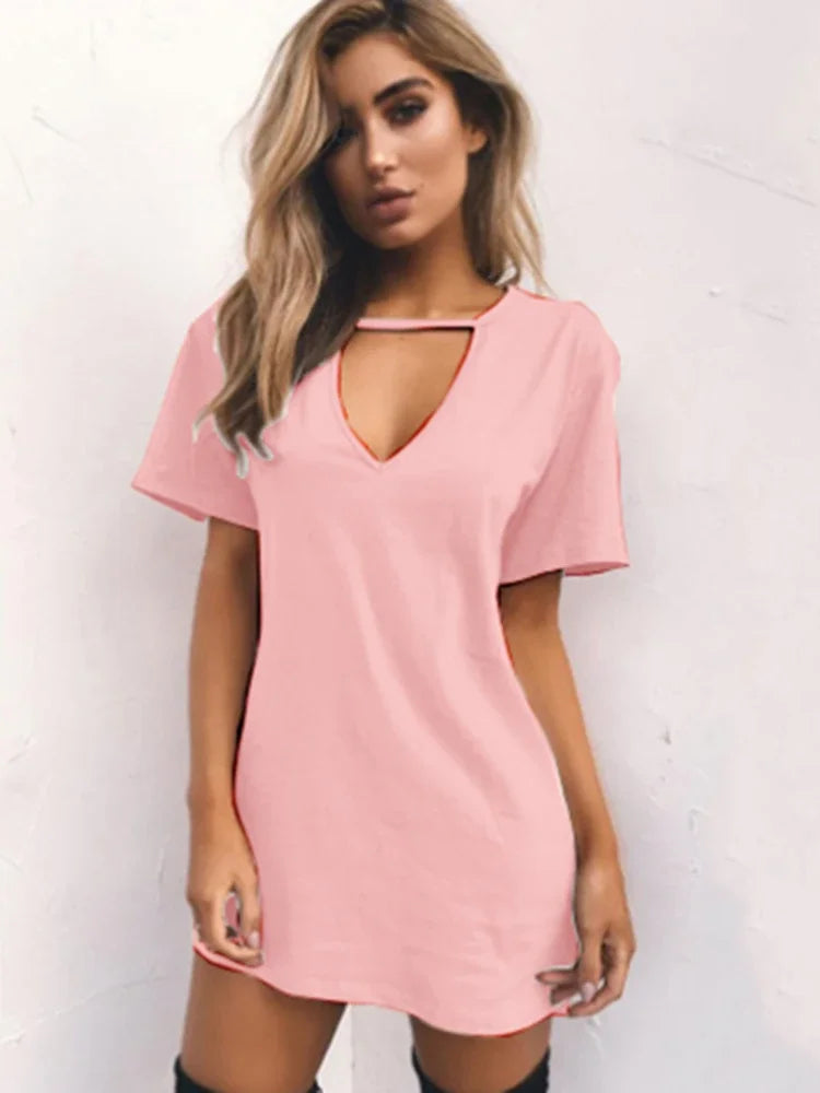 AS | Sexy elegantní šaty Wrap Deep V krku vystřižené volné šaty Dámské jednobarevné krátké rukávy Mini šaty Club Party Vestidos