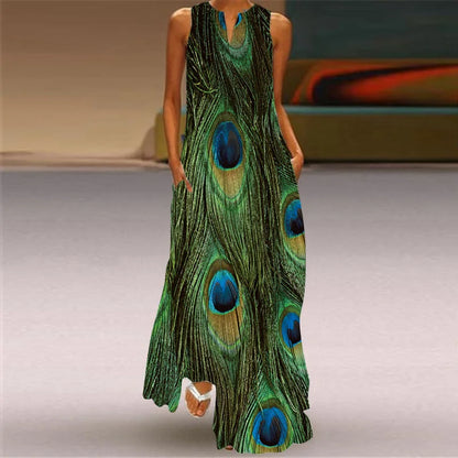 AS | Letní sexy Maxi šaty ženy bez rukávů V-Neck Robe Party 2025 Retro Loose Beach Vestidos Y2k S-5XL
