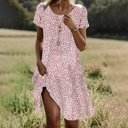 AS | Letní bohémské šaty pro ženy V-Neck krátký rukáv květina vytištěné Beach Holiday šaty ženy Maxi šaty Boho