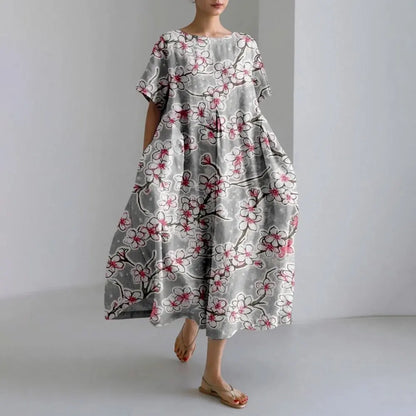 AS | Plus velikost volné letní šaty s kapsou a O-Neck Elegantní letní Maxi šaty