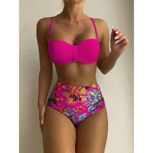 AS | Elegantní bikiny s vysokým pasem a květinovým vzorem