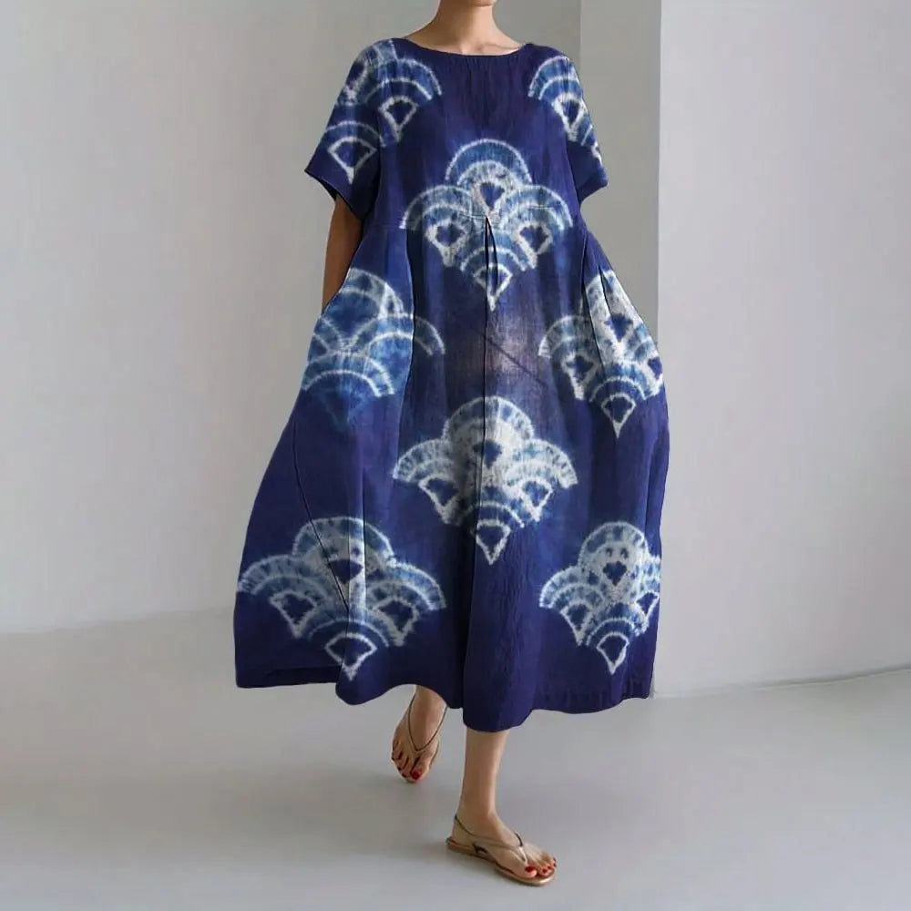 AS | Plus velikost volné letní šaty s kapsou a O-Neck Elegantní letní Maxi šaty
