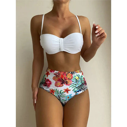 AS | Elegantní bikiny s vysokým pasem a květinovým vzorem
