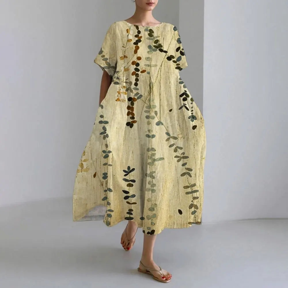 AS | Plus velikost volné letní šaty s kapsou a O-Neck Elegantní letní Maxi šaty