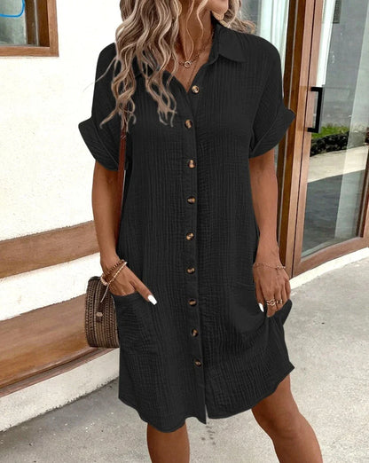 AS | Vintage ženy pevné mini šaty letní módní V-Neck tři Quater rukávy bavlněné plátěné šaty dámy příležitostné Holiday Vestidos