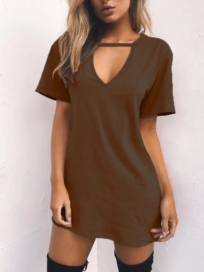 AS | Sexy elegantní šaty Wrap Deep V krku vystřižené volné šaty Dámské jednobarevné krátké rukávy Mini šaty Club Party Vestidos