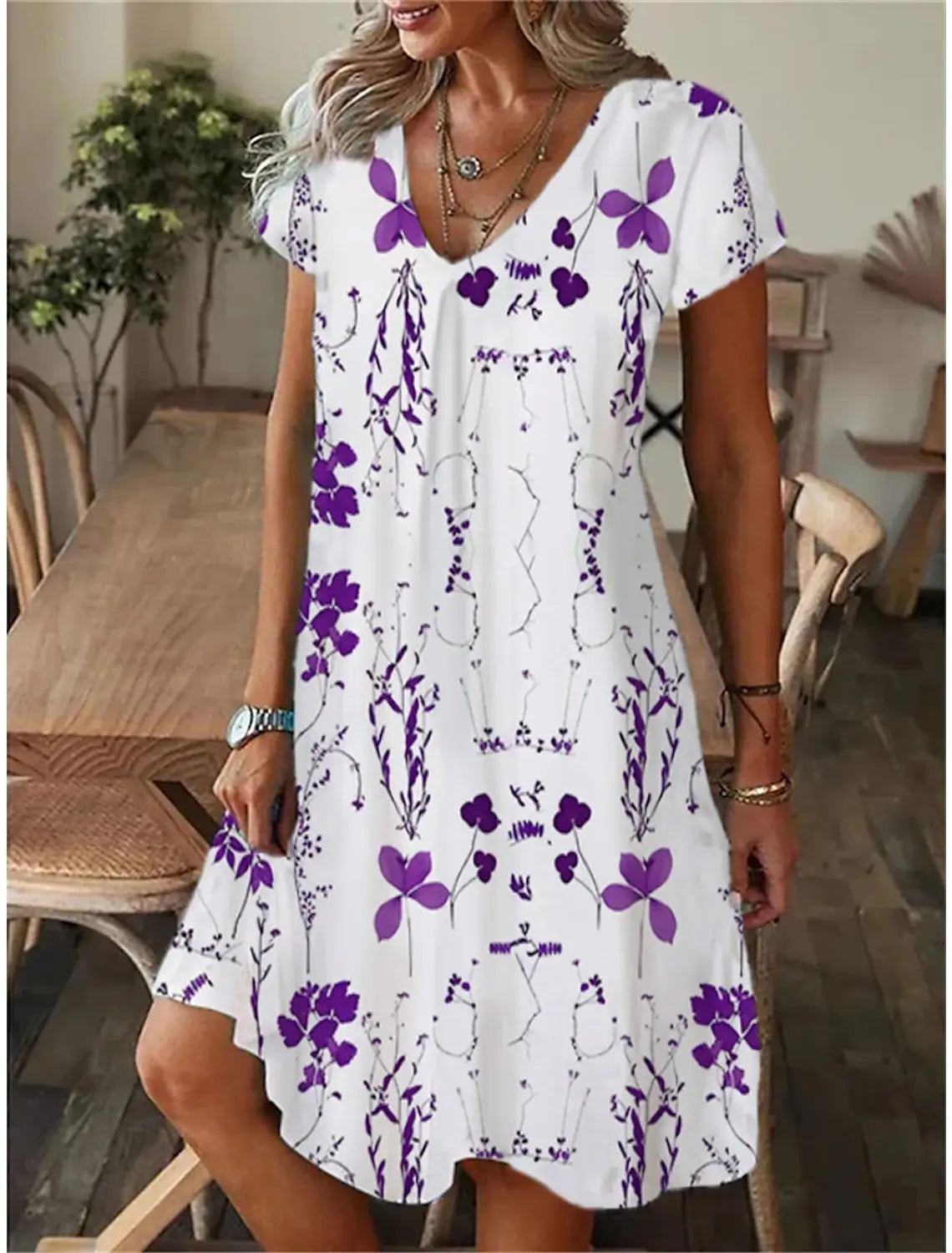 AS | Dámské ležérní volné přiléhavé šaty s krátkým rukávem Tričko styl Mini šaty Letní ležérní volné šaty Vestidos