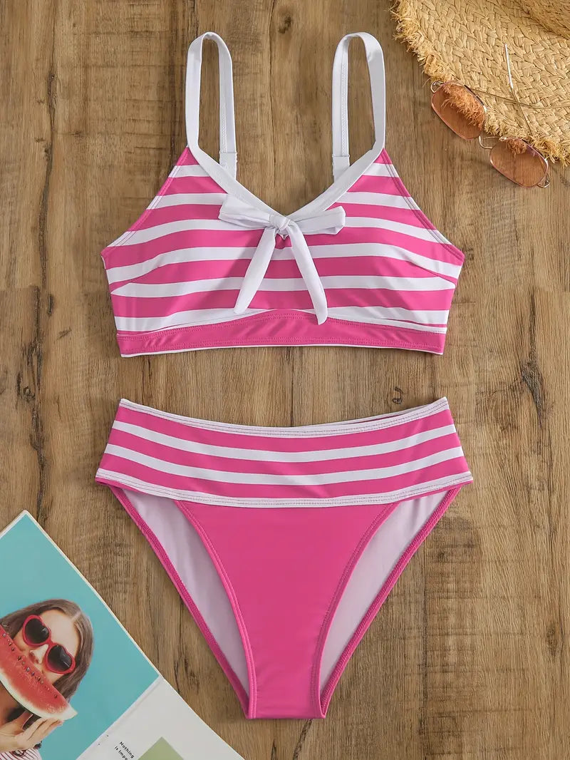 AS | Sexy bikiny s pruhovaným potiskem a uzlem do V