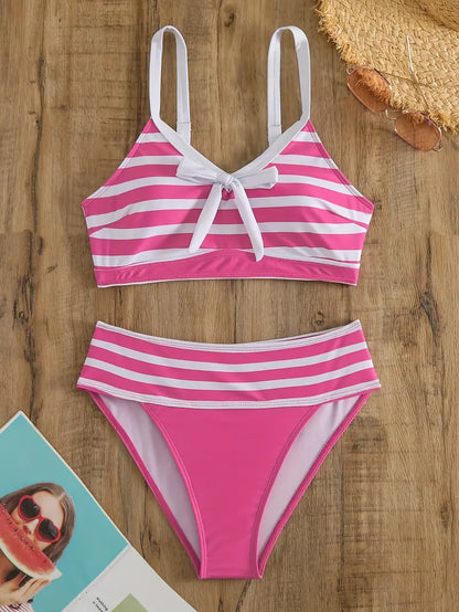 AS | Sexy bikiny s pruhovaným potiskem a uzlem do V