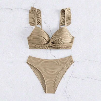 AS | Dámské jednobarevné bikiny s volánky ve 2 barvách S-XL